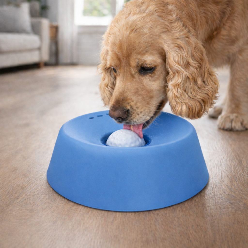 Gamelle anti-éclaboussures bleue pour chat et chien, prévient les dégâts d'eau