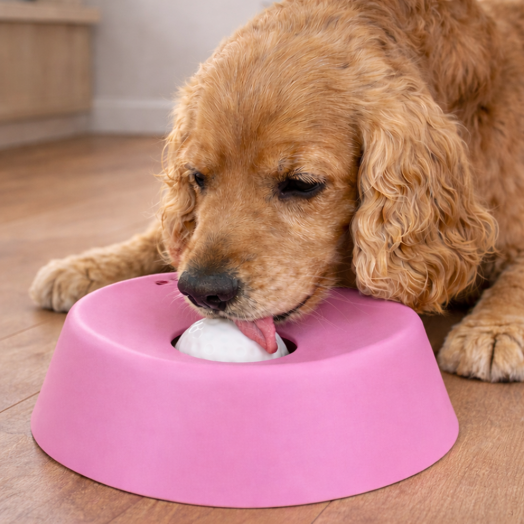 Gamelle anti-éclaboussures rose pour chat et chien, récipient alimentaire avec protection