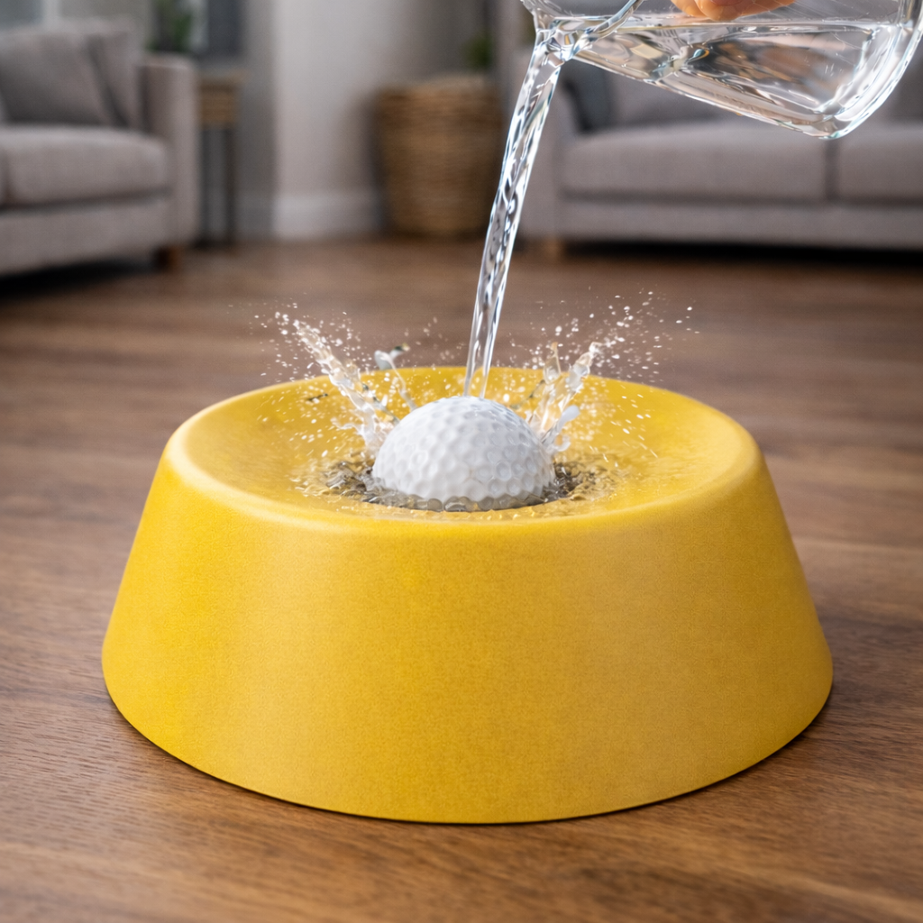 Gamelle anti-éclaboussures pour chat et chien, design ergonomique jaune
