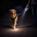 Laisse lumineuse rétractable pour chien avec éclairage LED intégré