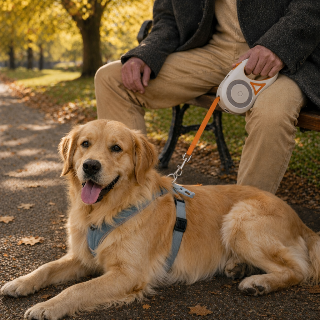 Laisse rétractable lumineuse pour chien avec éclairage LED intégré pour promenades nocturnes sécurisées