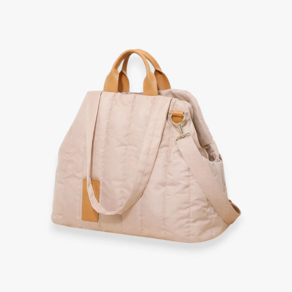 Sac de transport beige pour chat et chien, sac de transport portable pour animaux de compagnie.