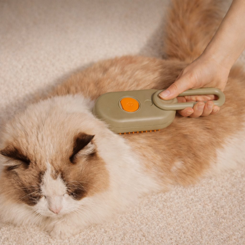 Brosse spray pratique pour démêler et soigner le pelage du chat