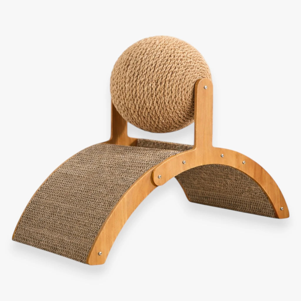 Plateforme griffoir en bois pour chat avec surface de grattage naturelle