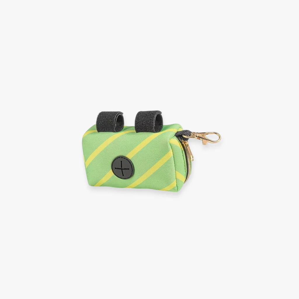 Distributeur de sacs portable vert pour chien, rangement pratique