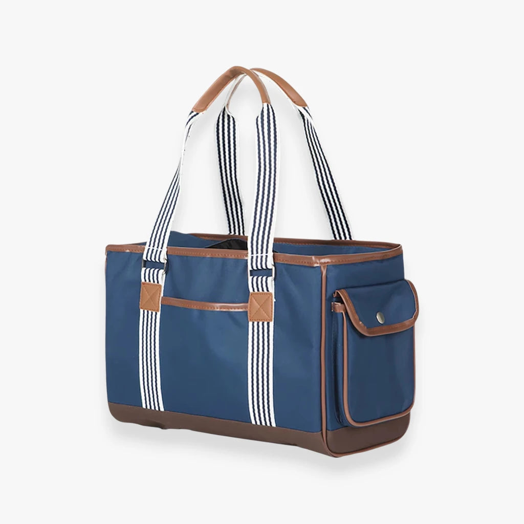 Sac de transport bleu portable pour chat et chien avec poignées