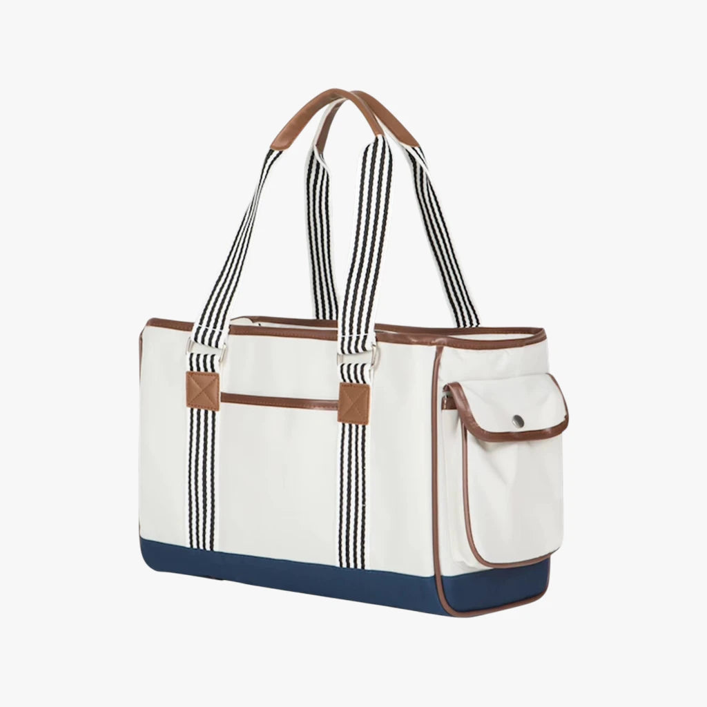 Sac de transport portable blanc pour chat et chien avec poignées
