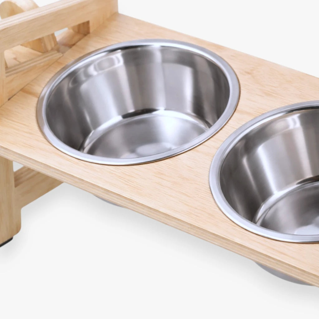 Support gamelles réglable surélevé pour chat et chien avec hauteur ajustable